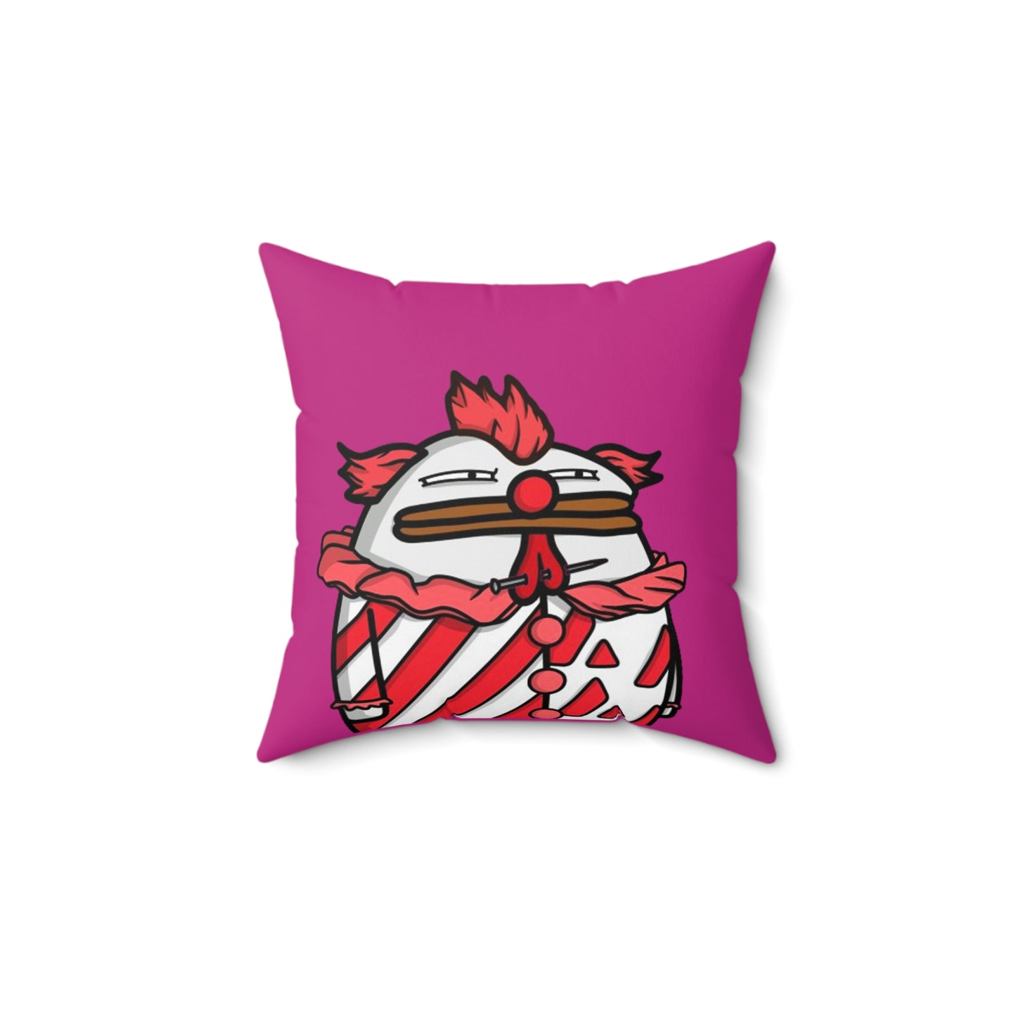 Hot Pink Spun Polyester Square Pillow Pepe Portraits signature by Numpty (COQ INU 0x420) #Clown by Numpty