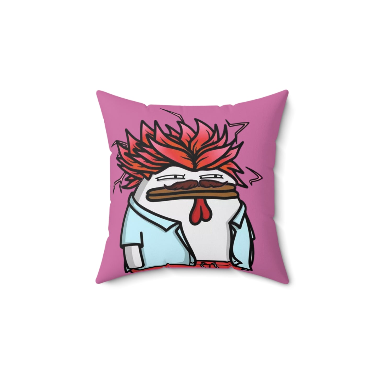 Pink Spun Polyester Square Pillow Pepe Portraits signature by Numpty (COQ INU 0x420) #2720