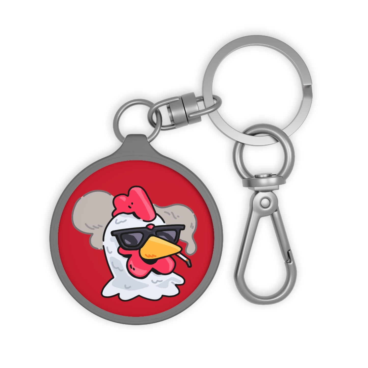 Keyring Tag COQ INU 0x420 Red back ground COQ Smoking by Gravy