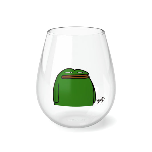 Pepe Portraits COQ INU, Black Text by Numpty Stemless Wine Glass, 11.75oz #14 by Numpty