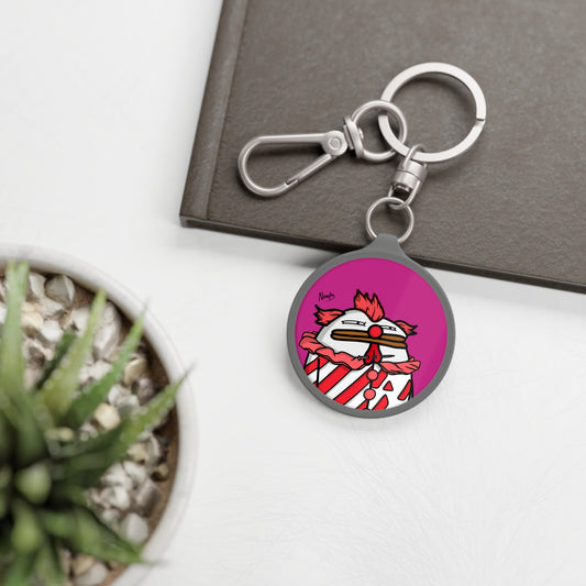 Pepe Portraits Keyring Tag COQ INU 0x420 Hot Pink back ground with Numpty Signature #Clown by Numpty