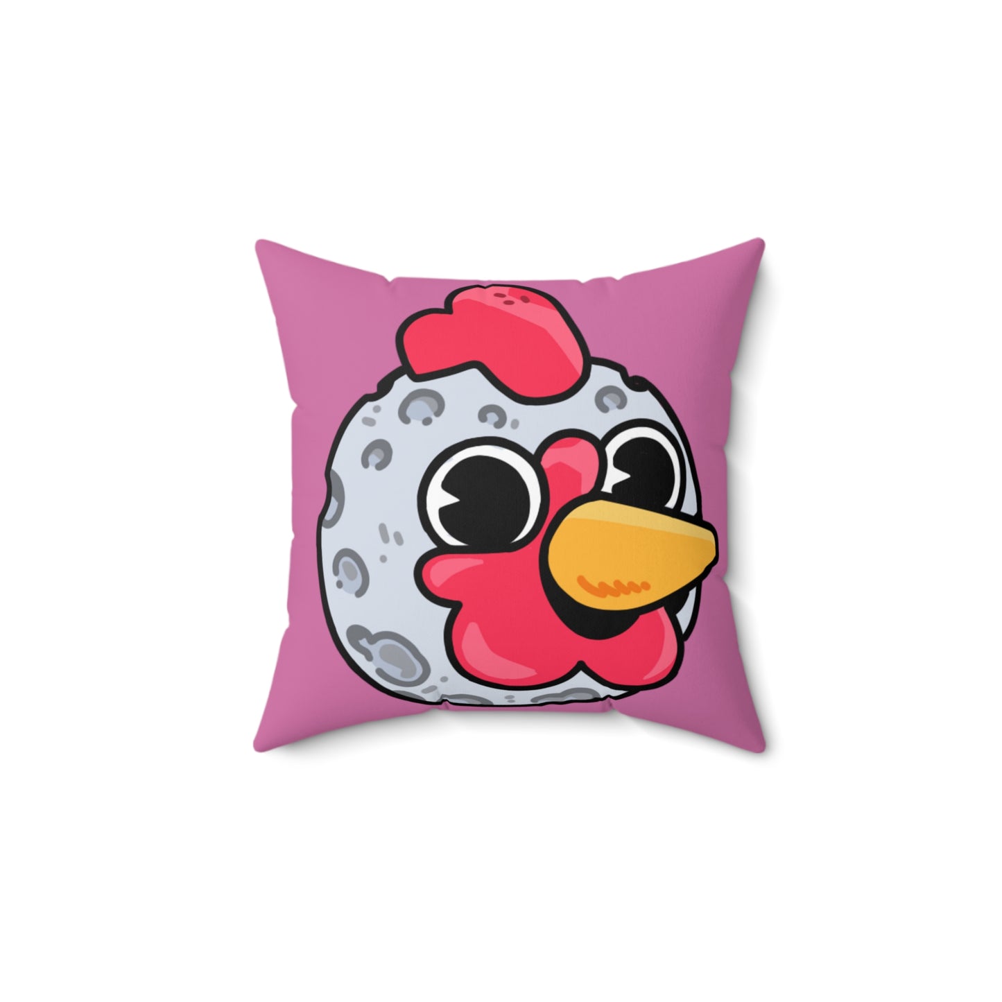 Light Pink Spun Polyester Square Pillow COQ INU 0x420 Moon Head with White Text Fan Art by Gravy