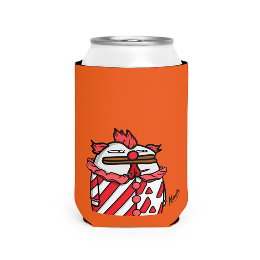 Orange Can Cooler Sleeve COQ INU Pepe Portraits 0x420 Black Text Numpty Signature #Clown by Numpty