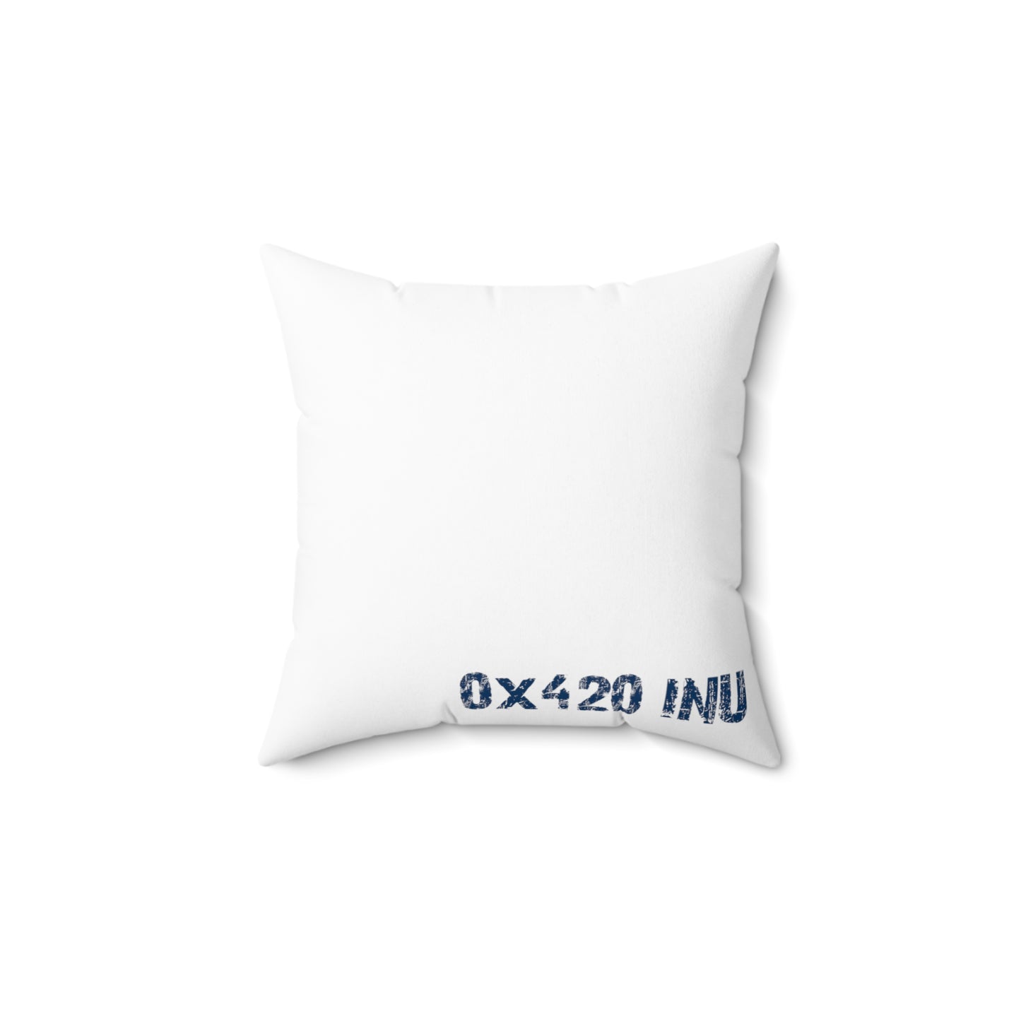 WhiteSpun Polyester Square Pillow COQ INU 0x420 Moon Head with Navy Text Fan Art by Gravy