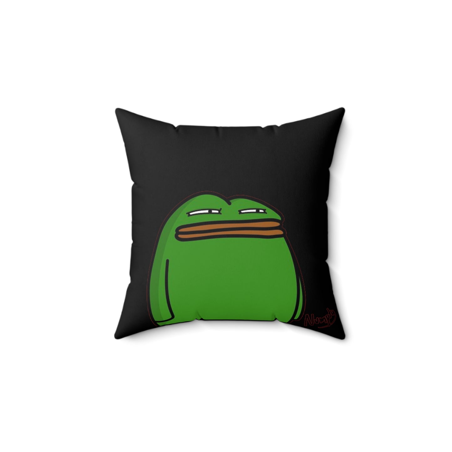 Black Spun Polyester Square Pillow Pepe Portraits signature by Numpty (COQ INU 0x420) #14 by Numpty