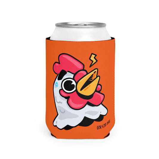 Orange Can Cooler Sleeve Fan Art COQ INU Whistle Head 0x420 Black Text by Gravy