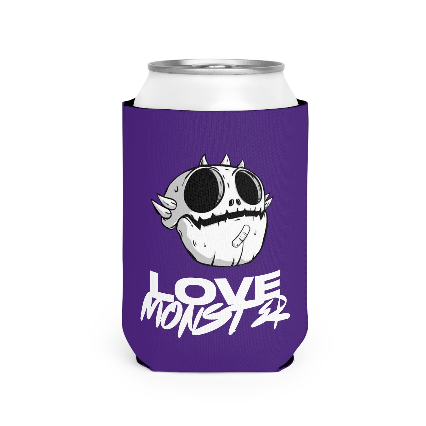 Love Monster Can Cooler Sleeve White Text & Skully Head