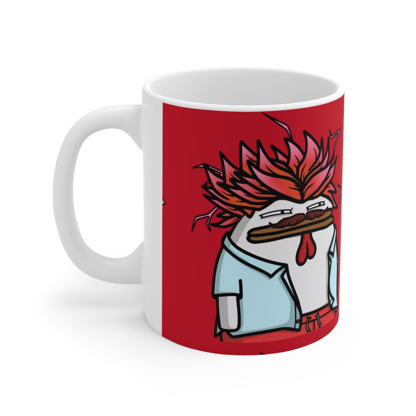 Pepe Portraits with Black Numpty Signature as Text; COQ INU 0x420 Red Print Ceramic Mug 11oz #2720