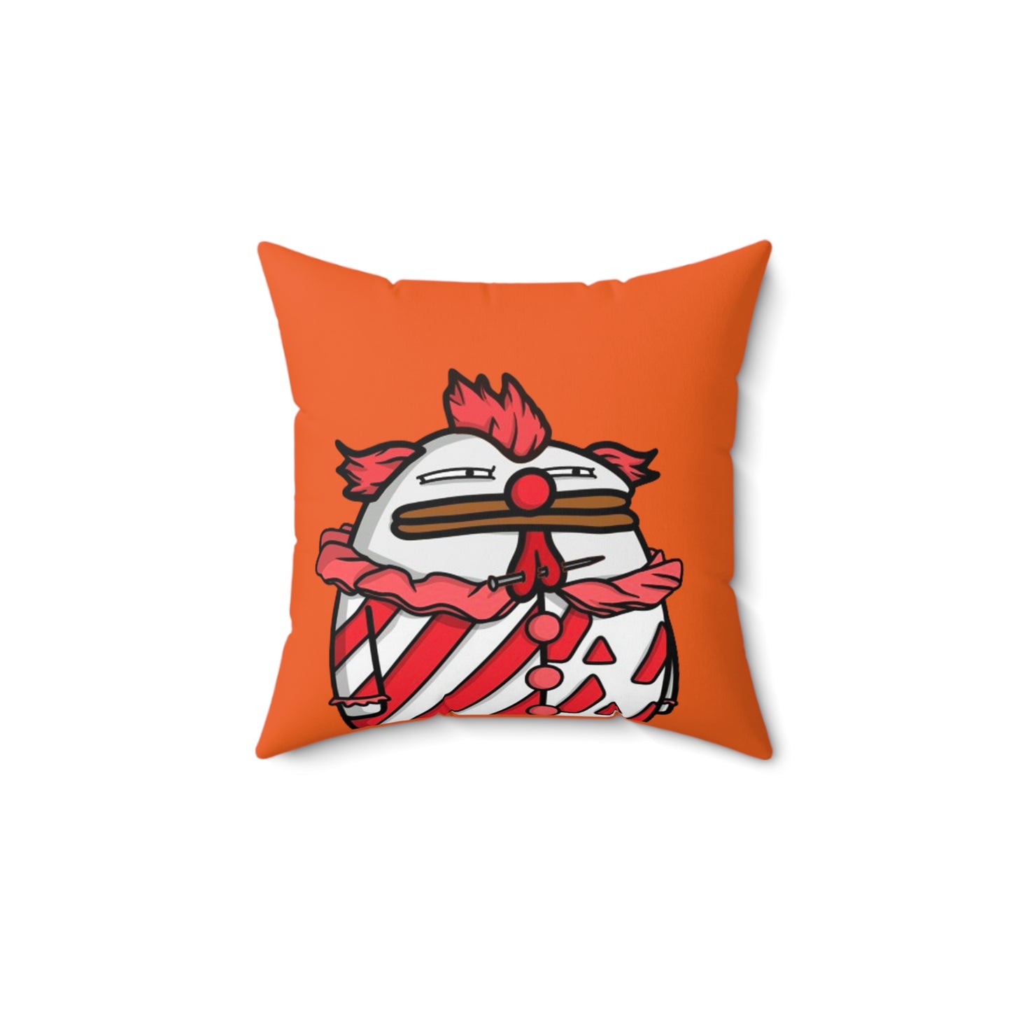 Orange Spun Polyester Square Pillow Pepe Portraits signature by Numpty (COQ INU 0x420) #Clown by Numpty