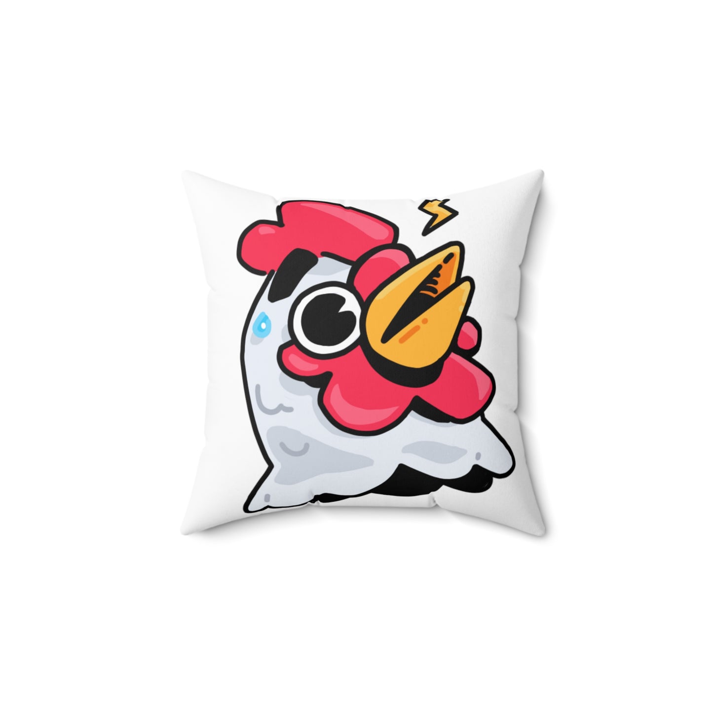 White Spun Polyester Square Pillow COQ INU 0x420 Whistle Head with Navy Text Fan Art by Gravy