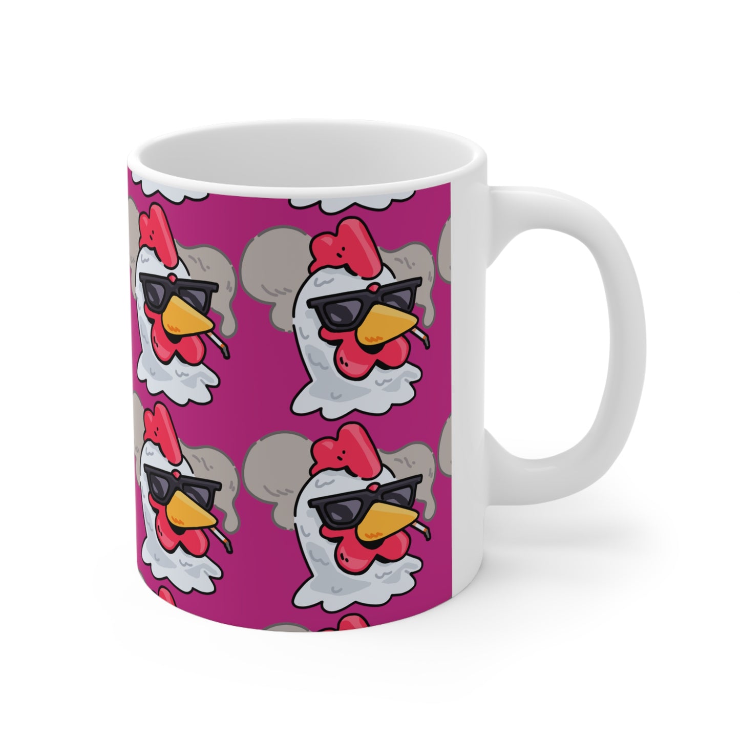 Gravy Smoking Head Fan Art with Black Text; COQ INU 0x420 White Ceramic Mug Hot Pink Print 11oz