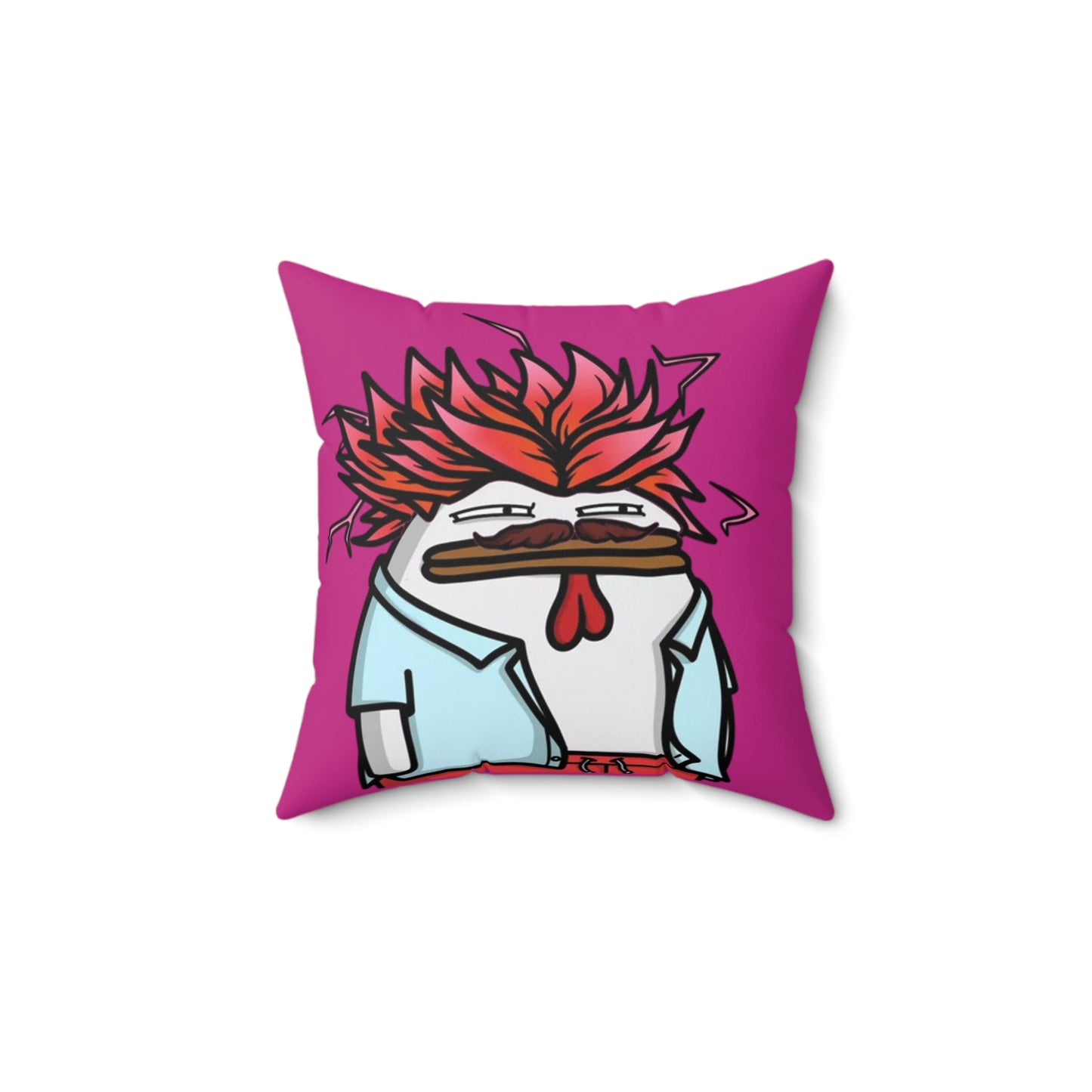 Hot Pink Spun Polyester Square Pillow Pepe Portraits signature by Numpty (COQ INU 0x420) #2720