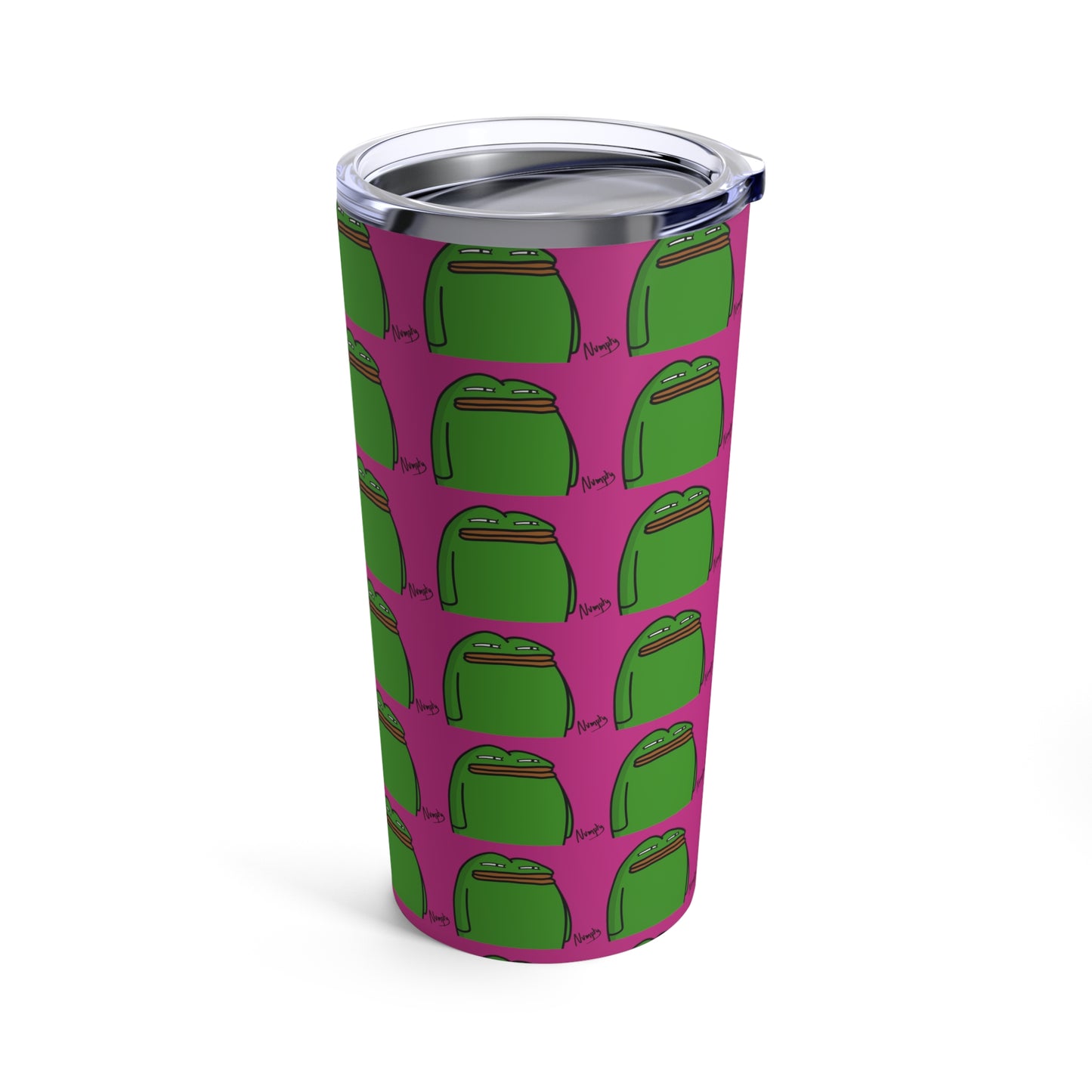 Pepe Portraits Tumbler 20oz COQ INU (0x420 Shop) on Hot Pink Background # Green 14 by Numpty