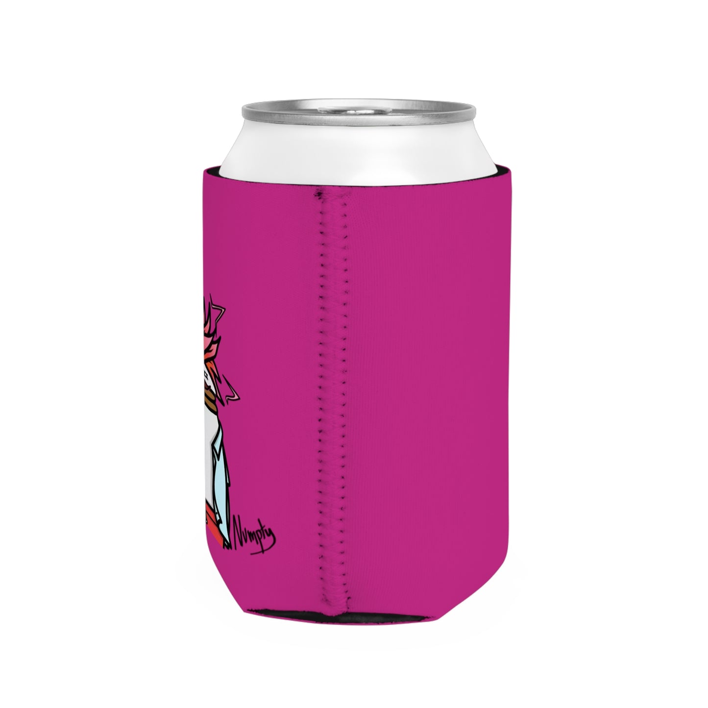 Hot Pink Can Cooler Sleeve COQ INU Pepe Portraits 0x420 Black Text Numpty Signature #2720