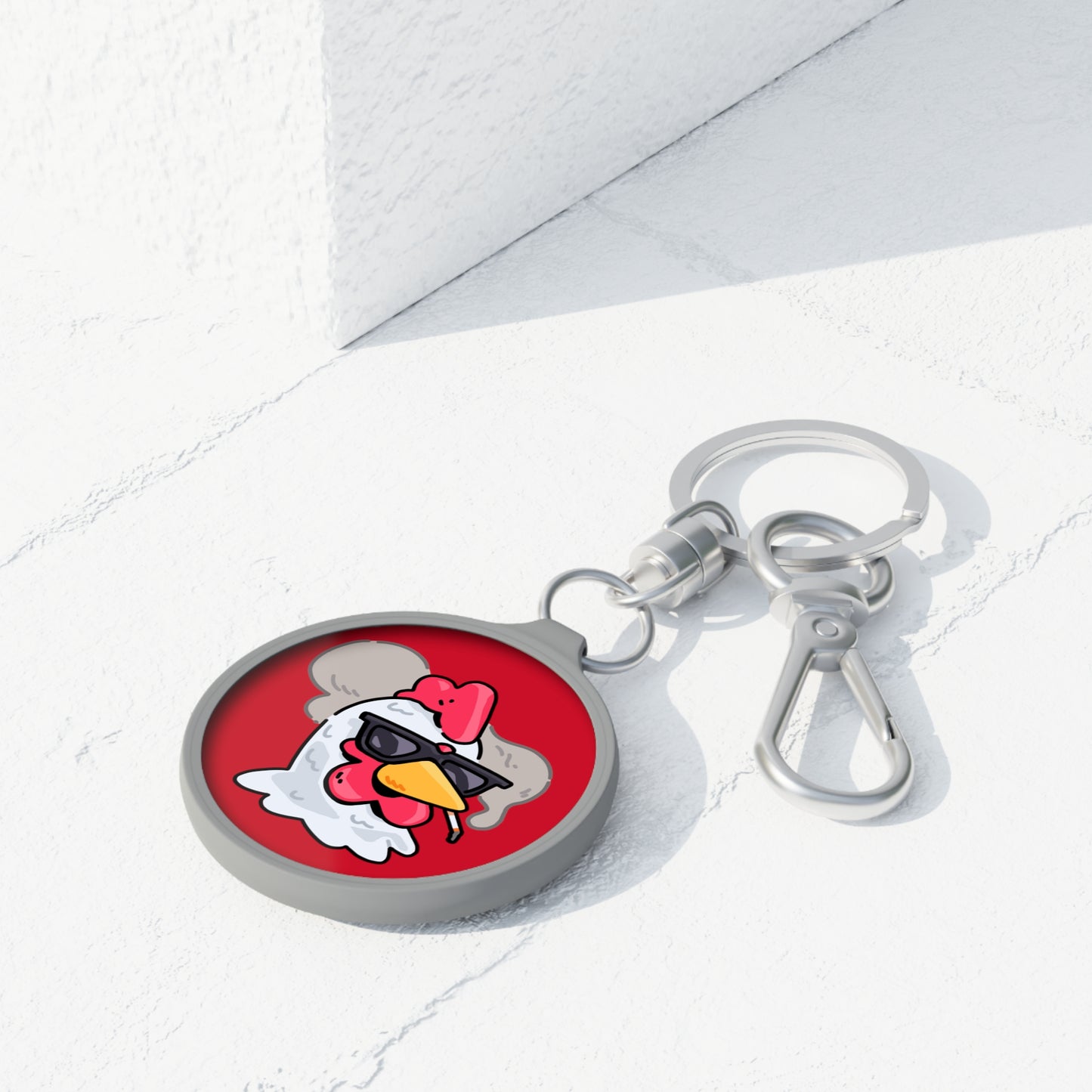 Keyring Tag COQ INU 0x420 Red back ground COQ Smoking by Gravy