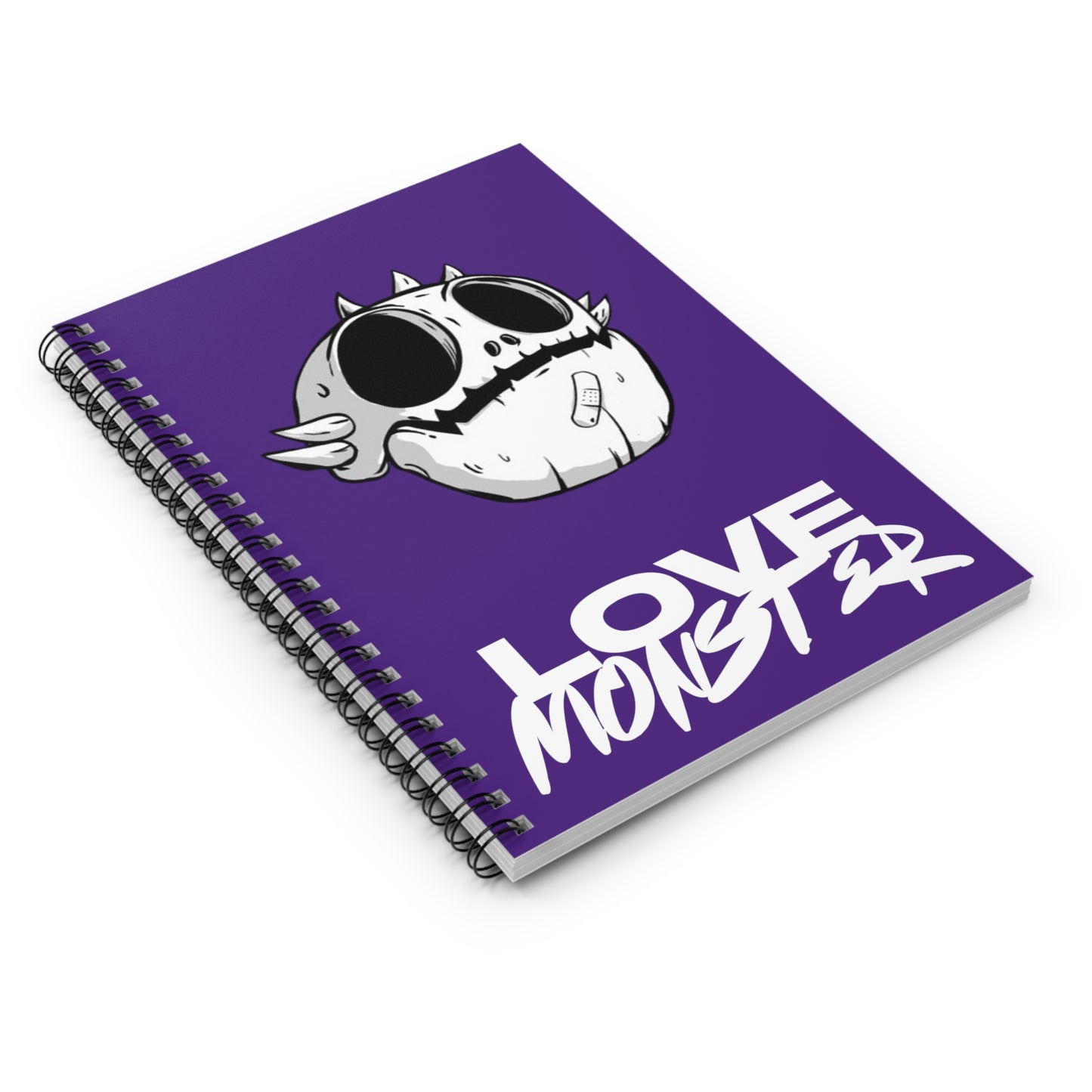 Spiral Notebook - Ruled Line Love Monster Skully White Logo Text