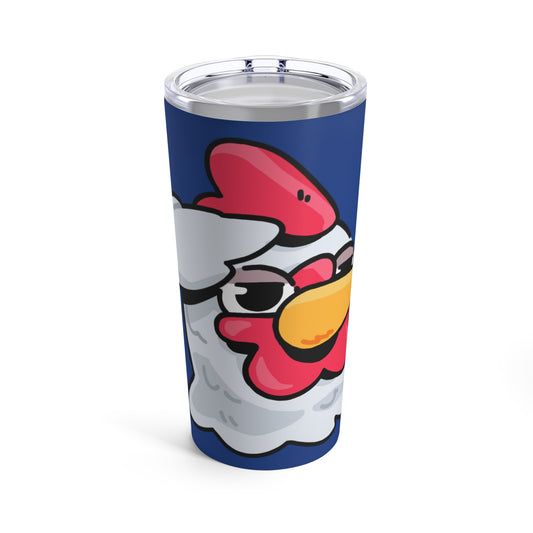 Gravy Fan Art Tumbler 20oz COQ Head Salute, on Navy Background, Funny Chicken (Chikn)