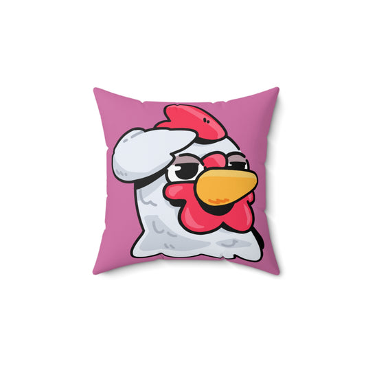 Light Pink Spun Polyester Square Pillow COQ INU 0x420 Salute Head with White Text Fan Art by Gravy