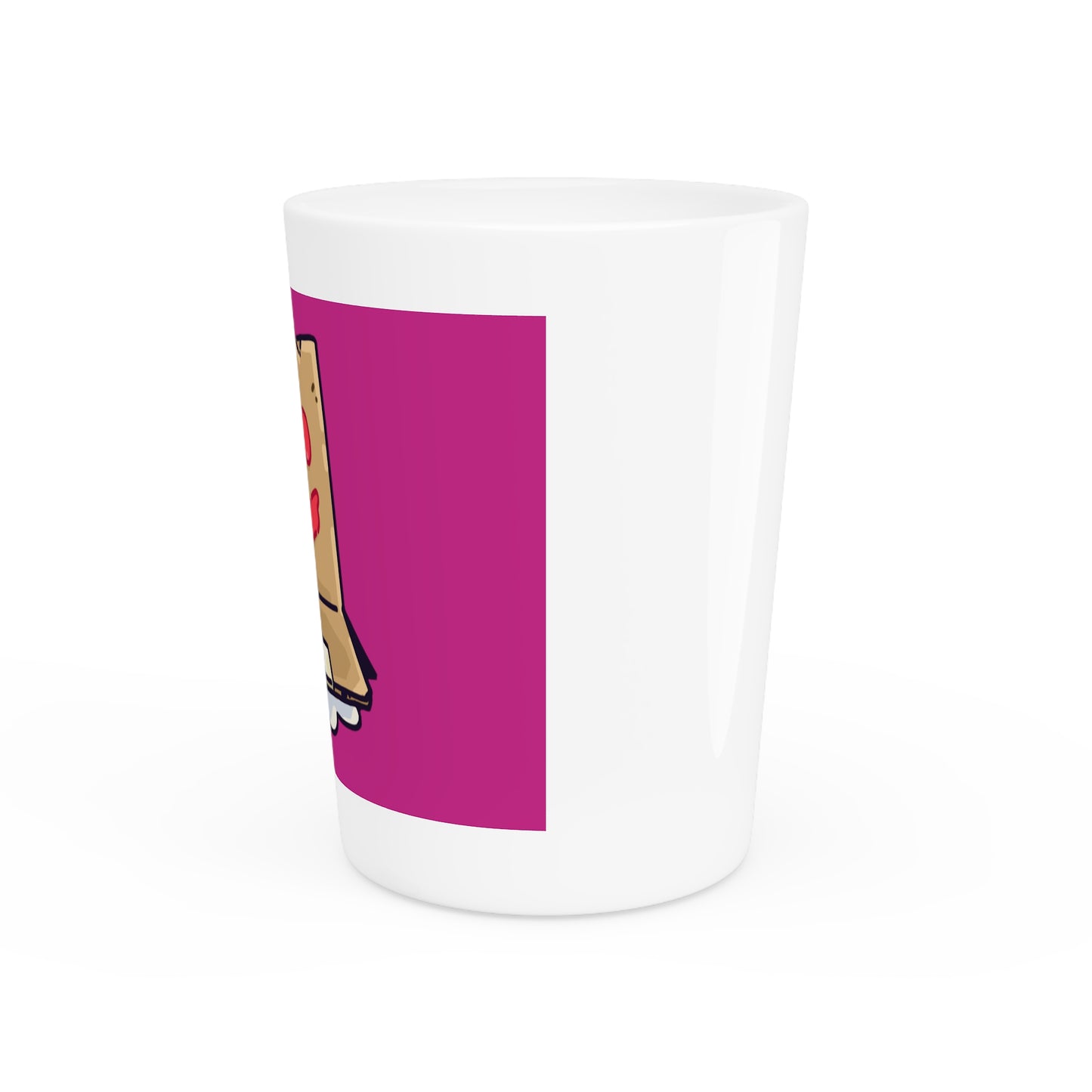 Gravy Fan Art Shot Glass Fan Art COQ Box Head on Hot Pink background (0x420 INU Store)