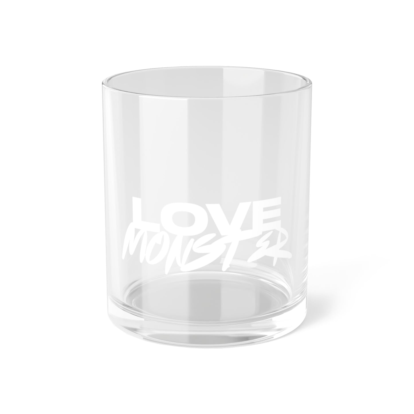 Love Monster Bar Glass Logo Text White