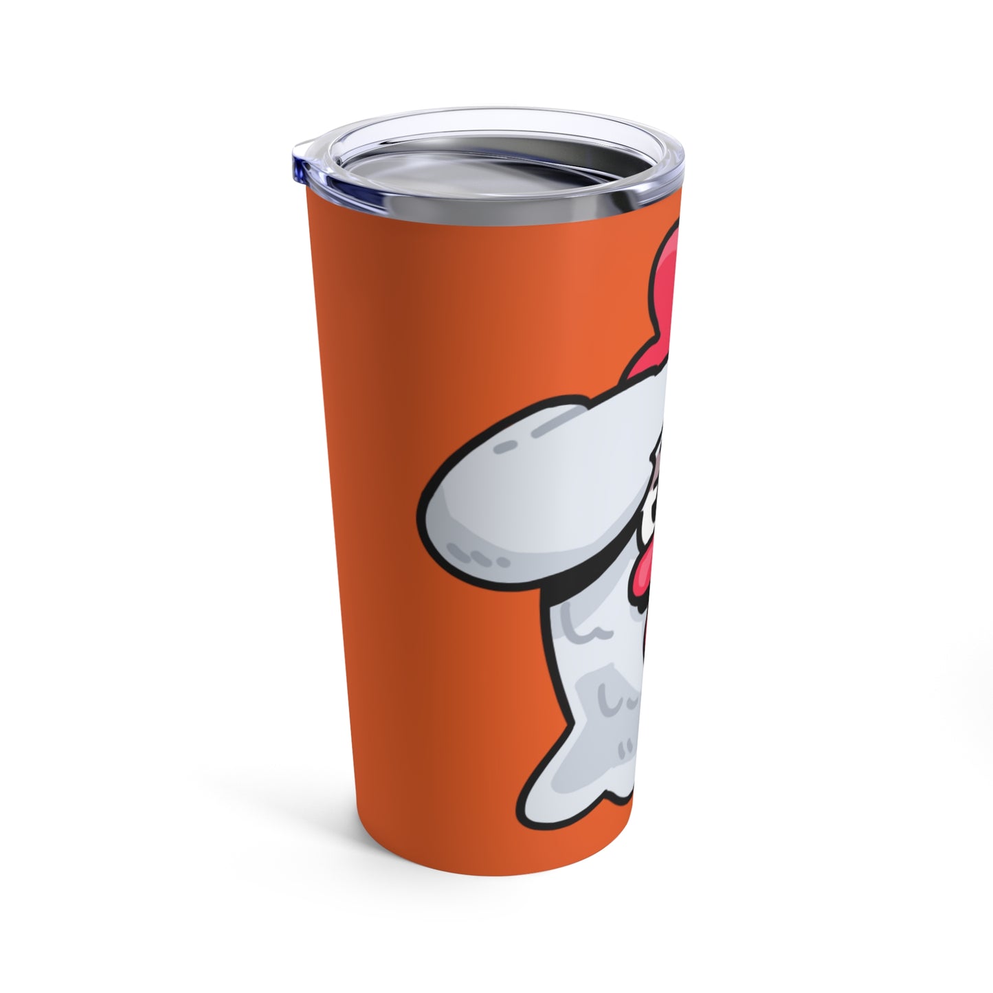 Gravy Fan Art Tumbler 20oz COQ Head Salute on Orange Background Funny Chicken (Chikn)