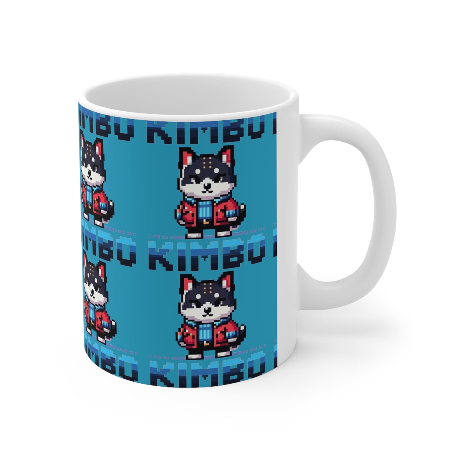 KIMBO Turquoise Print Ceramic Mug 11oz #KIMBO Blue By Nifty (COQ INU 0x420 shop)