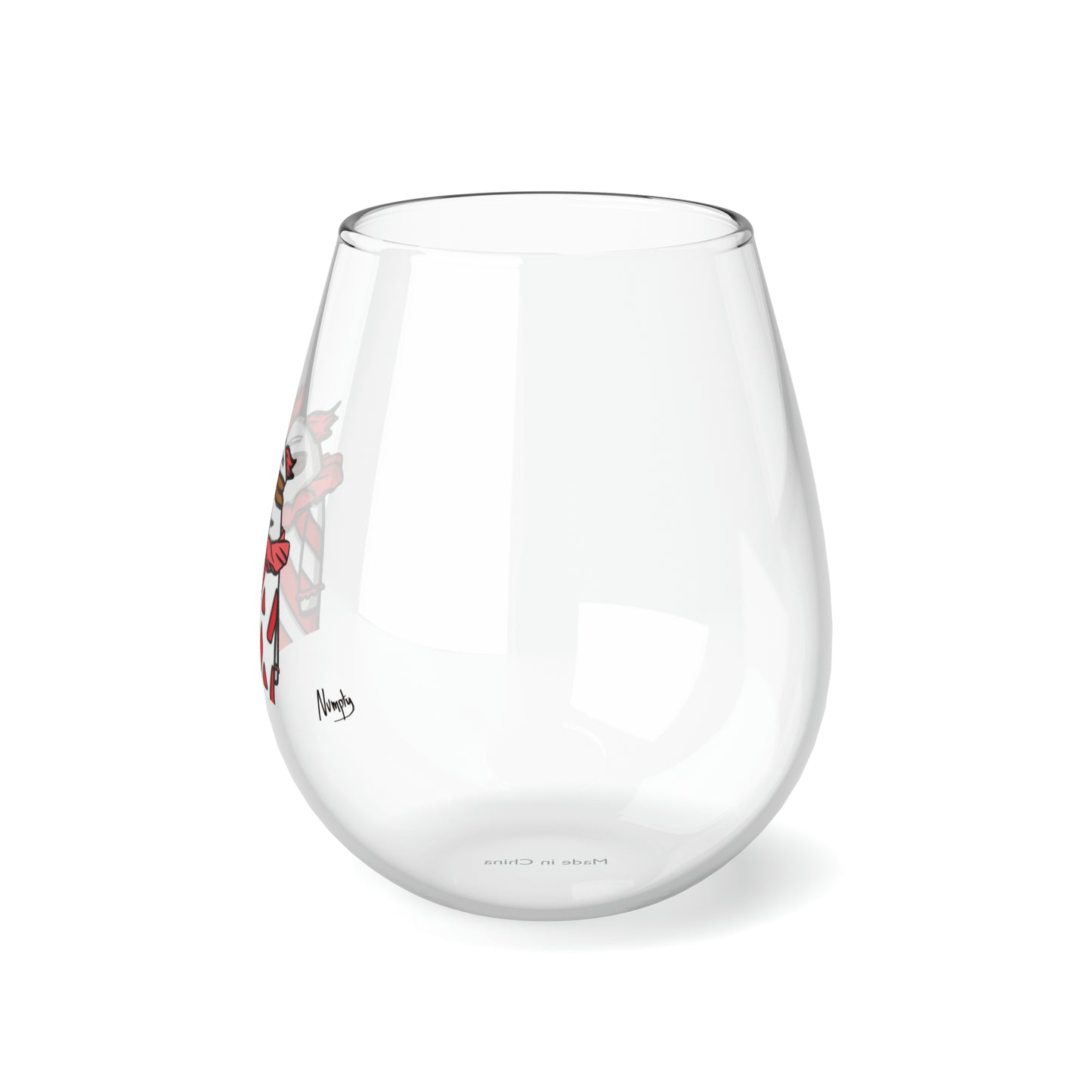 Pepe Portraits COQ INU, Black Text by Numpty Stemless Wine Glass, 11.75oz #Clown by Numpty