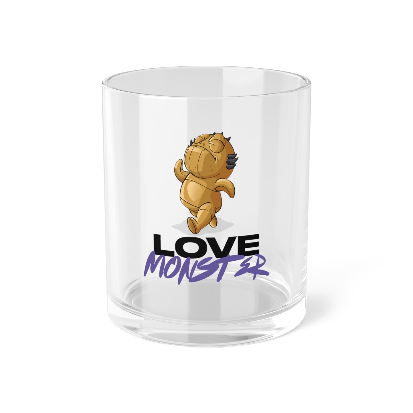 Love Monster Bar Glass Logo Text with Patrick Walking