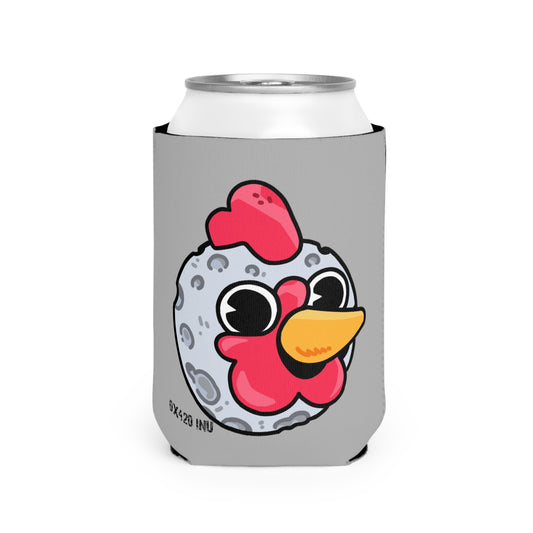 Light Grey Can Cooler Sleeve Fan Art COQ INU Moon Head 0x420 Black Text by Gravy