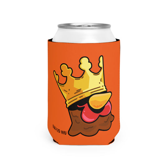 Orange Can Cooler Sleeve Fan Art COQ INU Crown Head 0x420 Black Text by Gravy