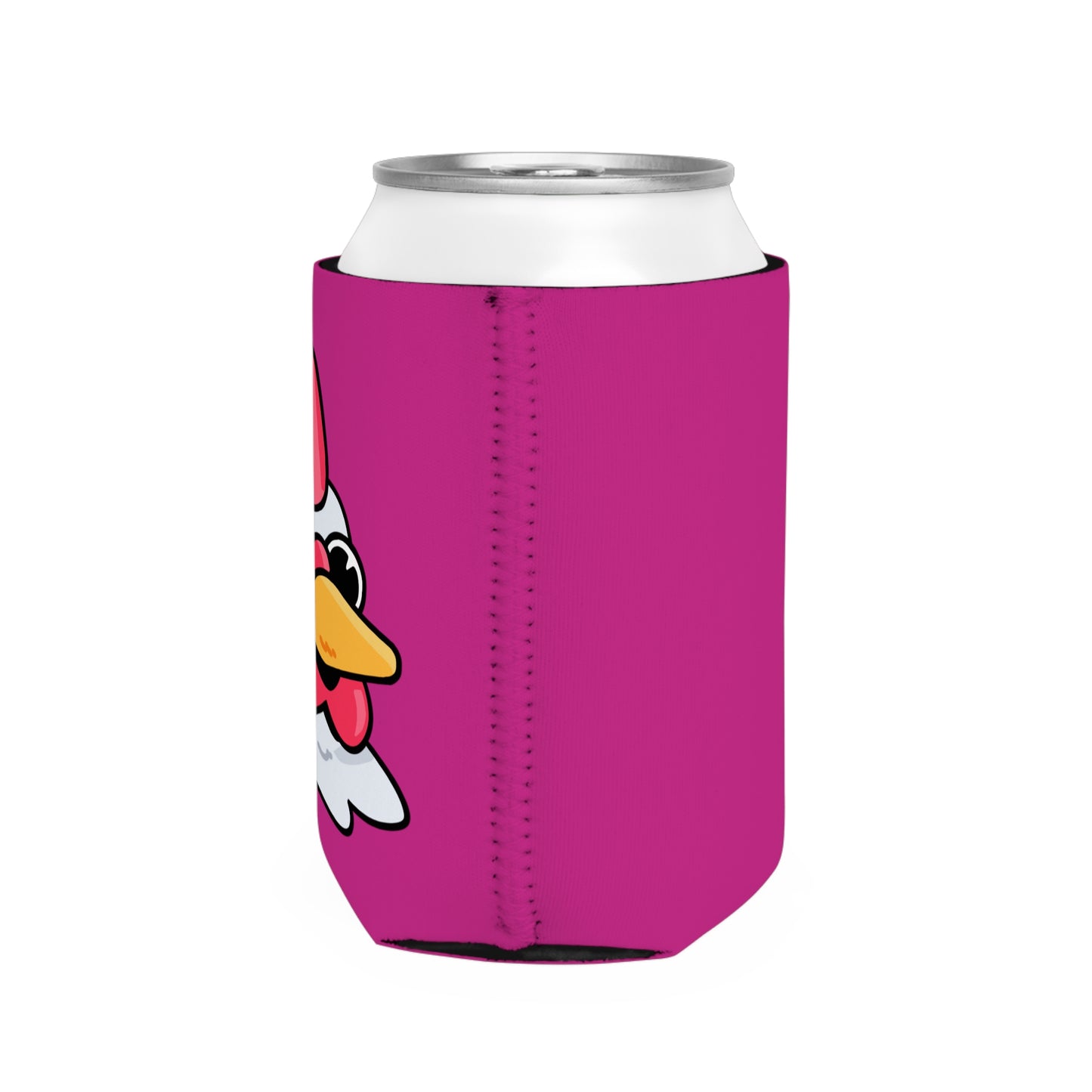 Hot Pink Can Cooler Sleeve Fan Art COQ INU Wink Head 0x420 Black Text by Gravy