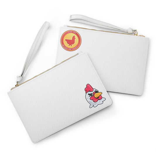 Gravy Fan Art Clutch Bag on White Bag COQ Wink Head with COQ INU Logo (0x420 INU Shop)