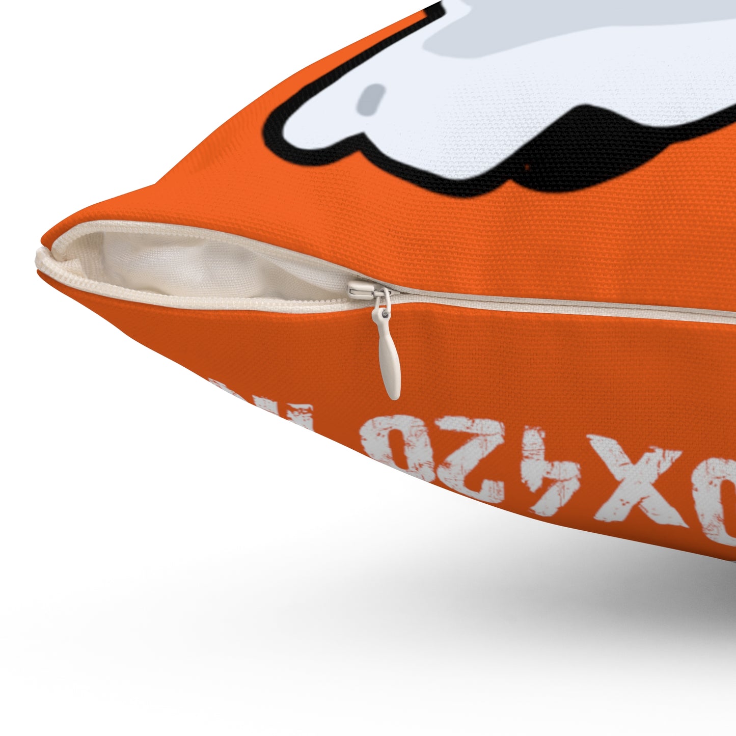 Orange Spun Polyester Square Pillow COQ INU 0x420 Whistle Head with White Text Fan Art by Gravy