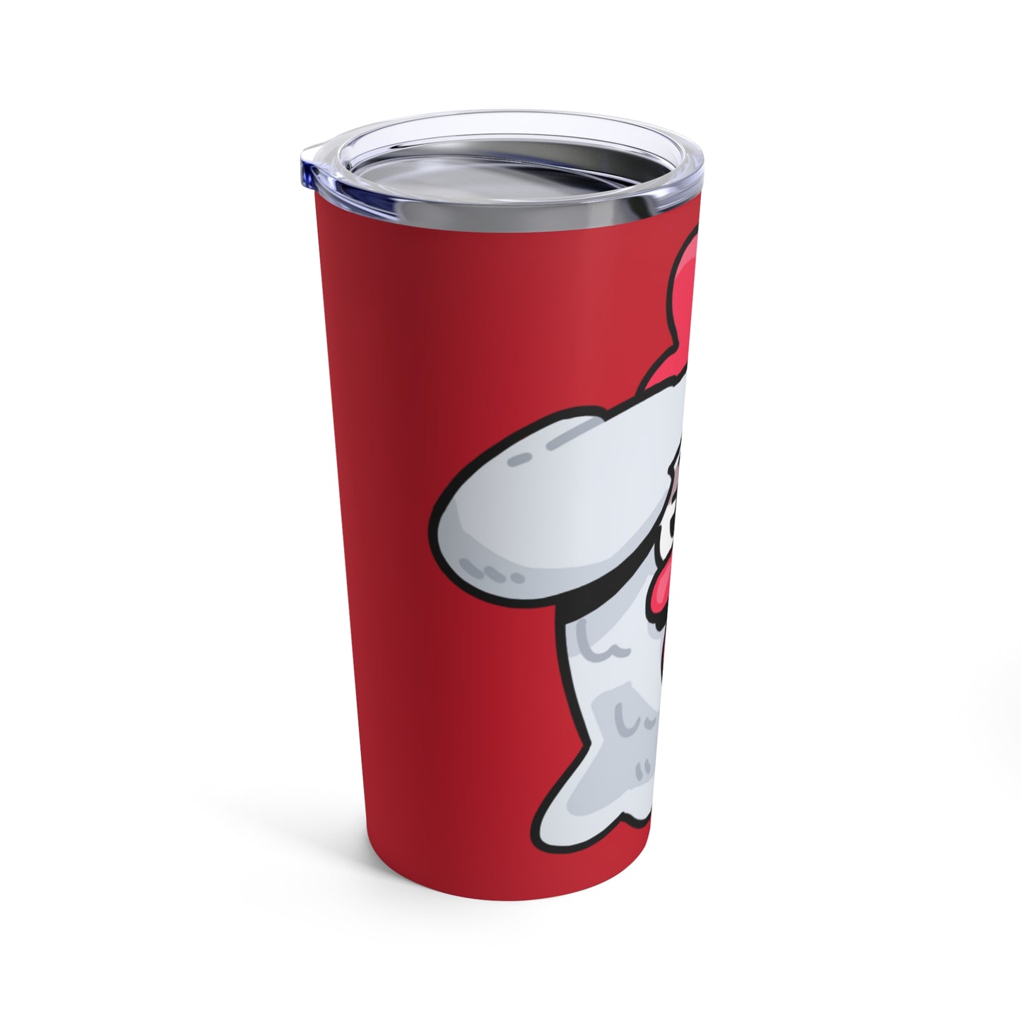 Gravy Fan Art Tumbler 20oz COQ Head Salute, on Red Background, Funny Chicken (Chikn)