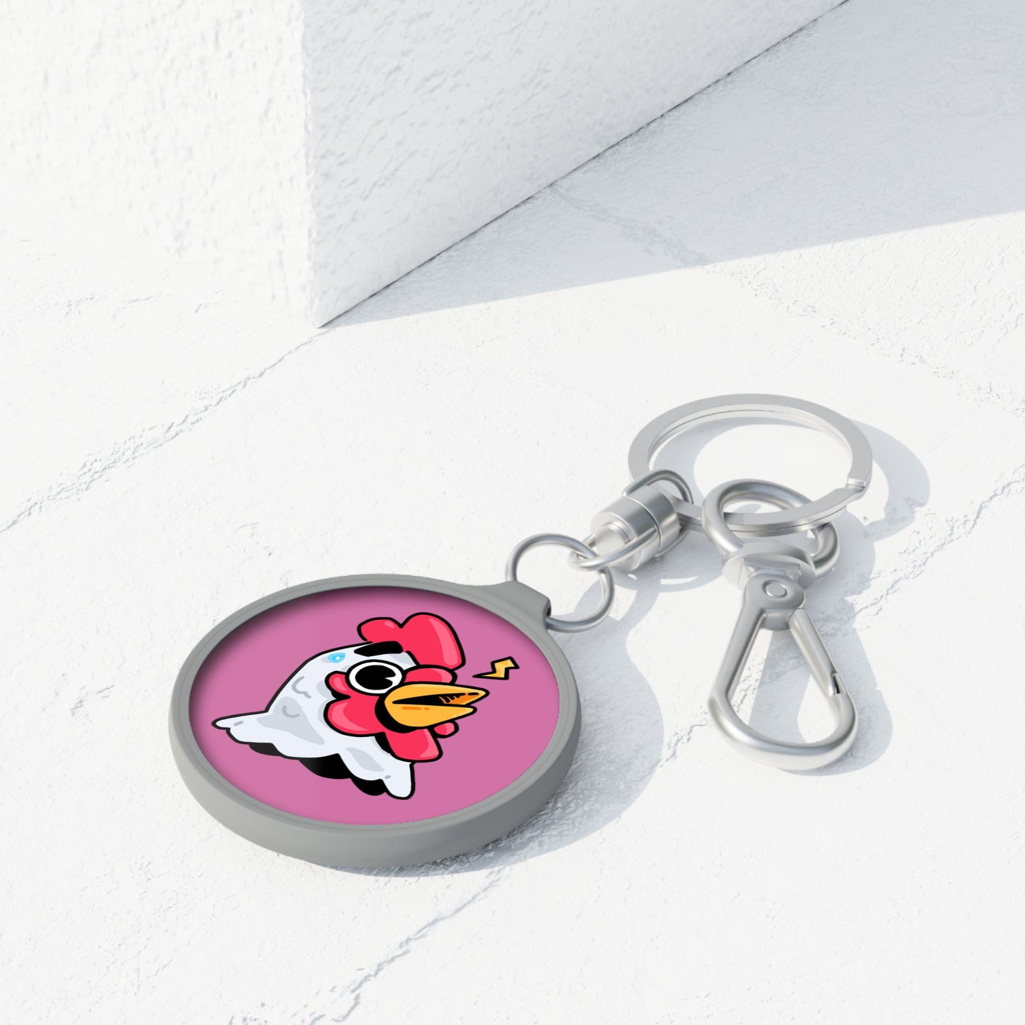 Keyring Tag COQ INU 0x420 Pink back ground COQ Alarmed by Gravy