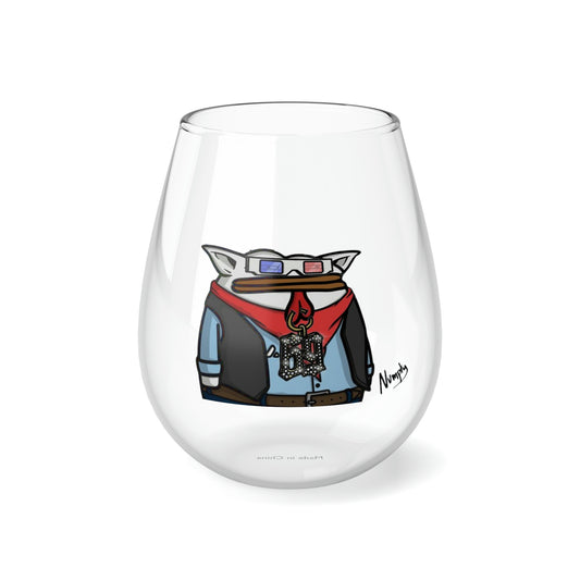 Pepe Portraits COQ INU, Black Text by Numpty Stemless Wine Glass, 11.75oz # 69 Accessory