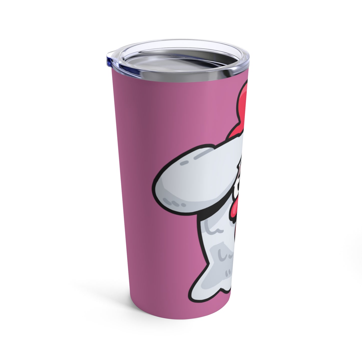 Gravy Fan Art Tumbler 20oz COQ Head Salute, on Pink Background, Funny Chicken (Chikn)