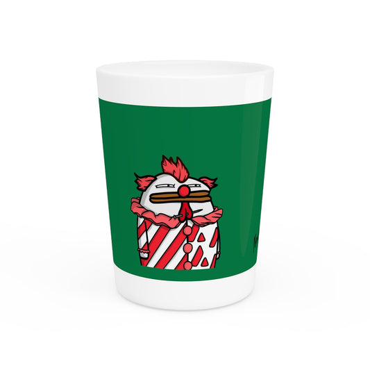 Pepe Portraits Shot Glass on Green background with Black Numpty Text as signature (0x420 INU Store) #Clown by Numpty