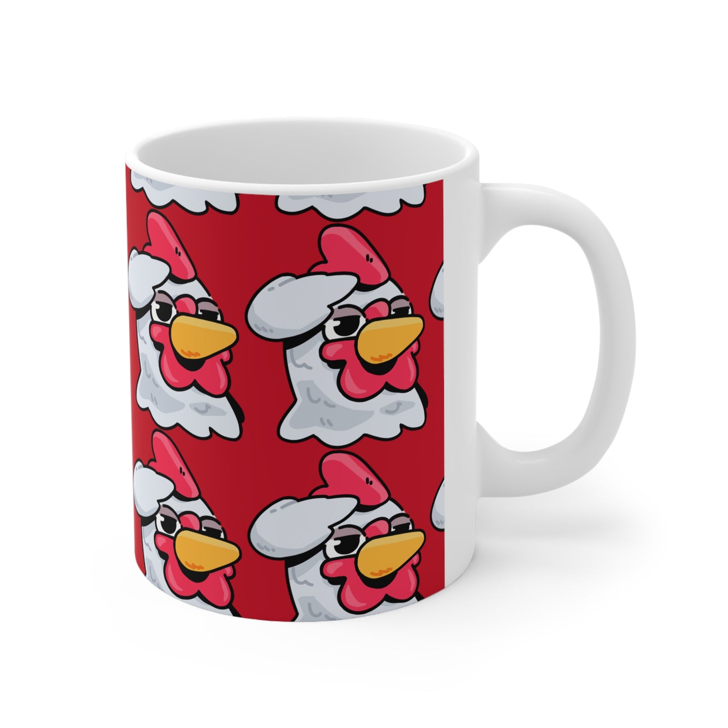 Salute Head Gravy Fan Art with Black Text; COQ INU 0x420 White Ceramic Mug with Red Print 11oz