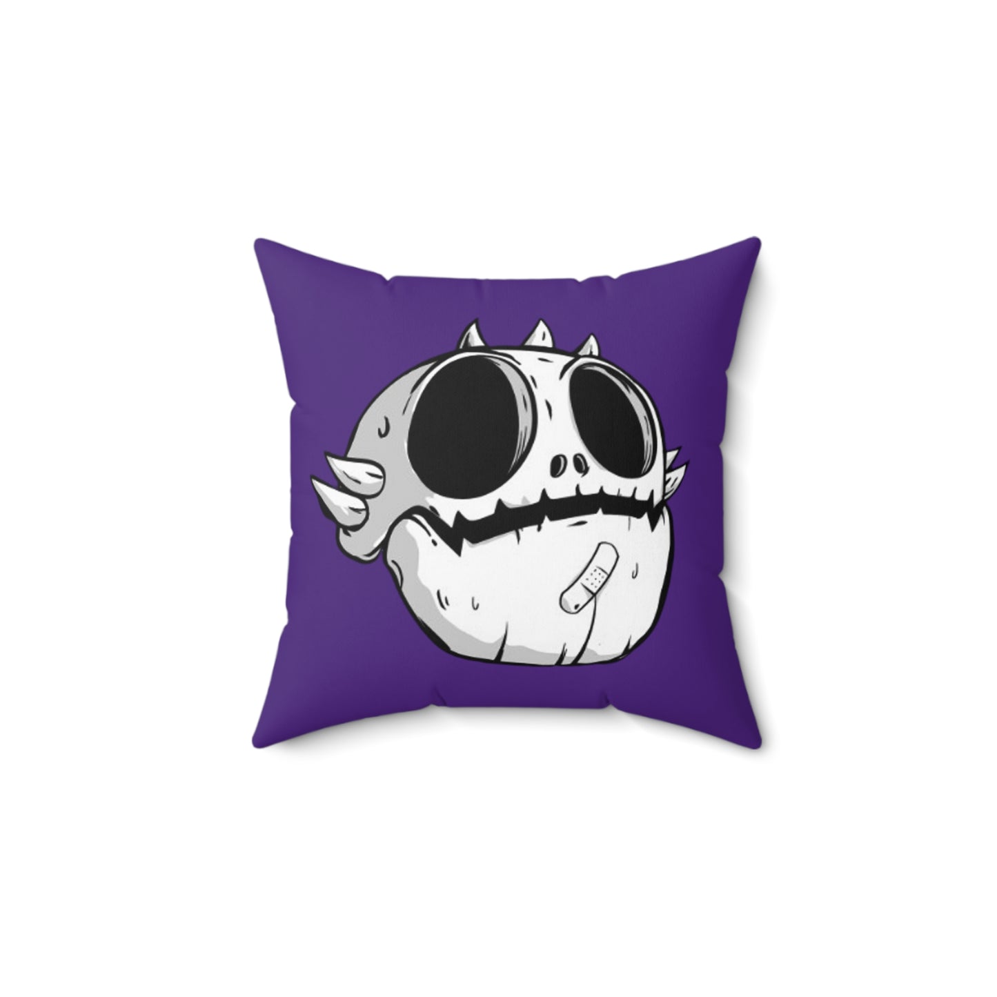 Spun Polyester Square Pillow Love Monster With Skully Head and Logo