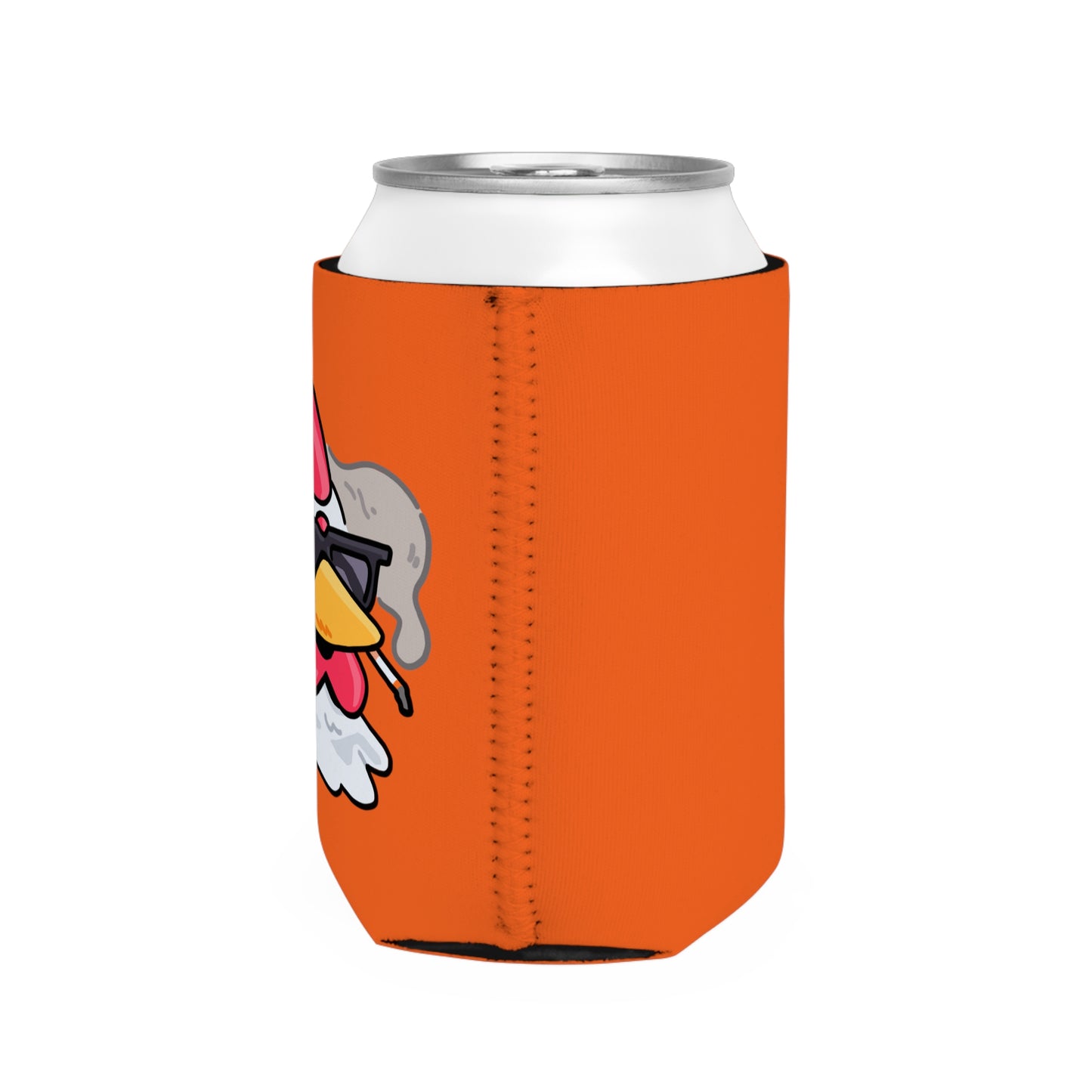 Orange Can Cooler Sleeve Fan Art COQ INU Smoking Head 0x420 Black Text by Gravy