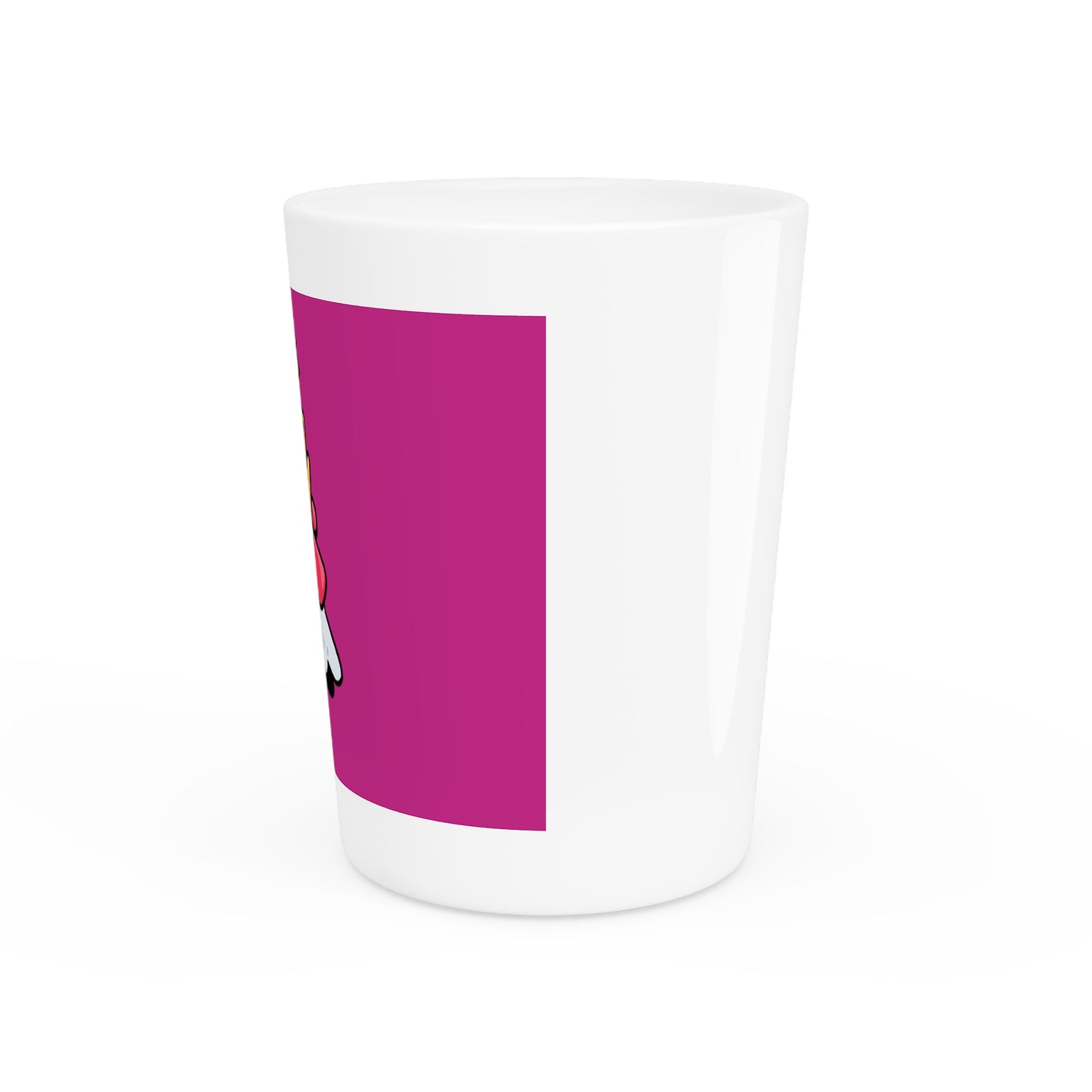 Gravy Fan Art Shot Glass Fan Art COQ Whistle Head on Hot Pink background (0x420 INU Store)