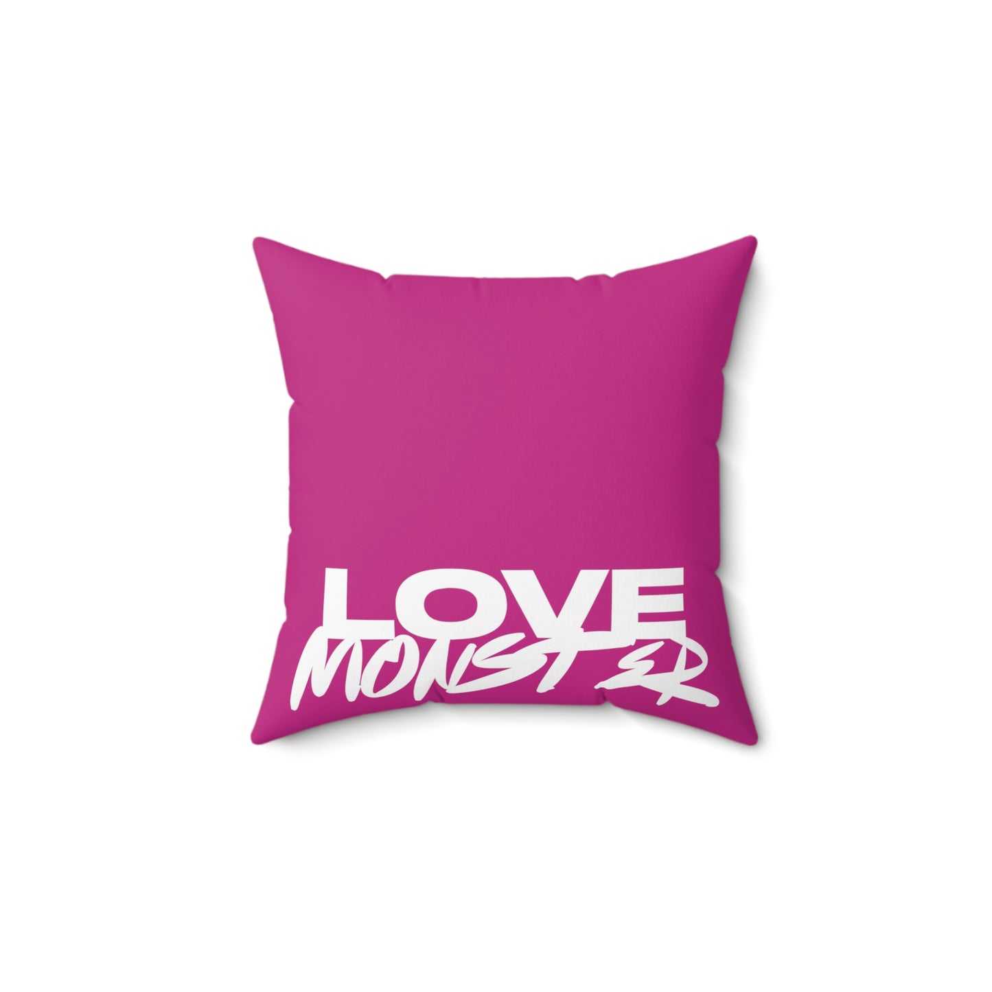 Spun Polyester Square Pillow Love Monster With Skully Head and Logo