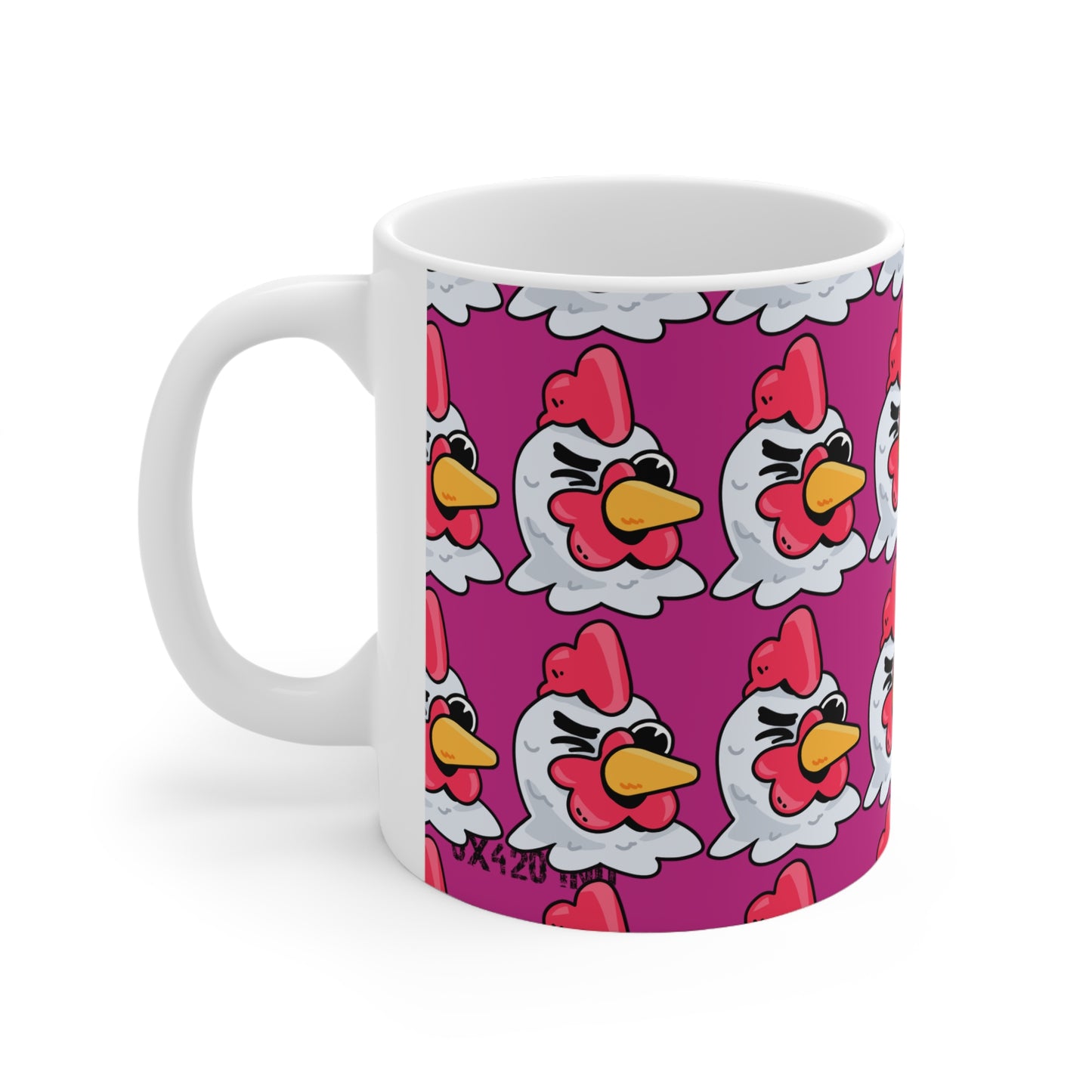 Gravy COQ Wink Head Fan Art with Black Text; COQ INU 0x420 Hot Pink Print Ceramic Mug 11oz