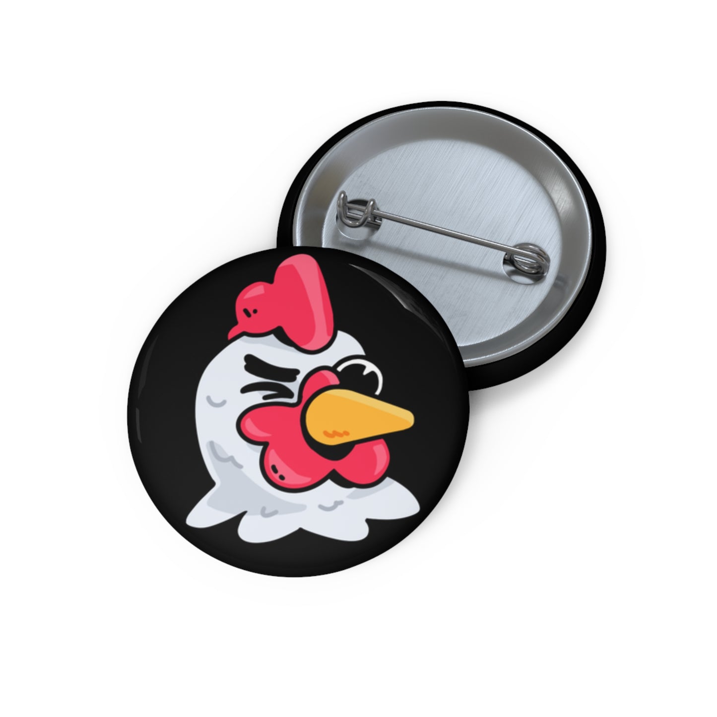 COQ Head Wink Pin Buttons By Gravy #COQ INU Pin, Funny Chicken (Chikn)