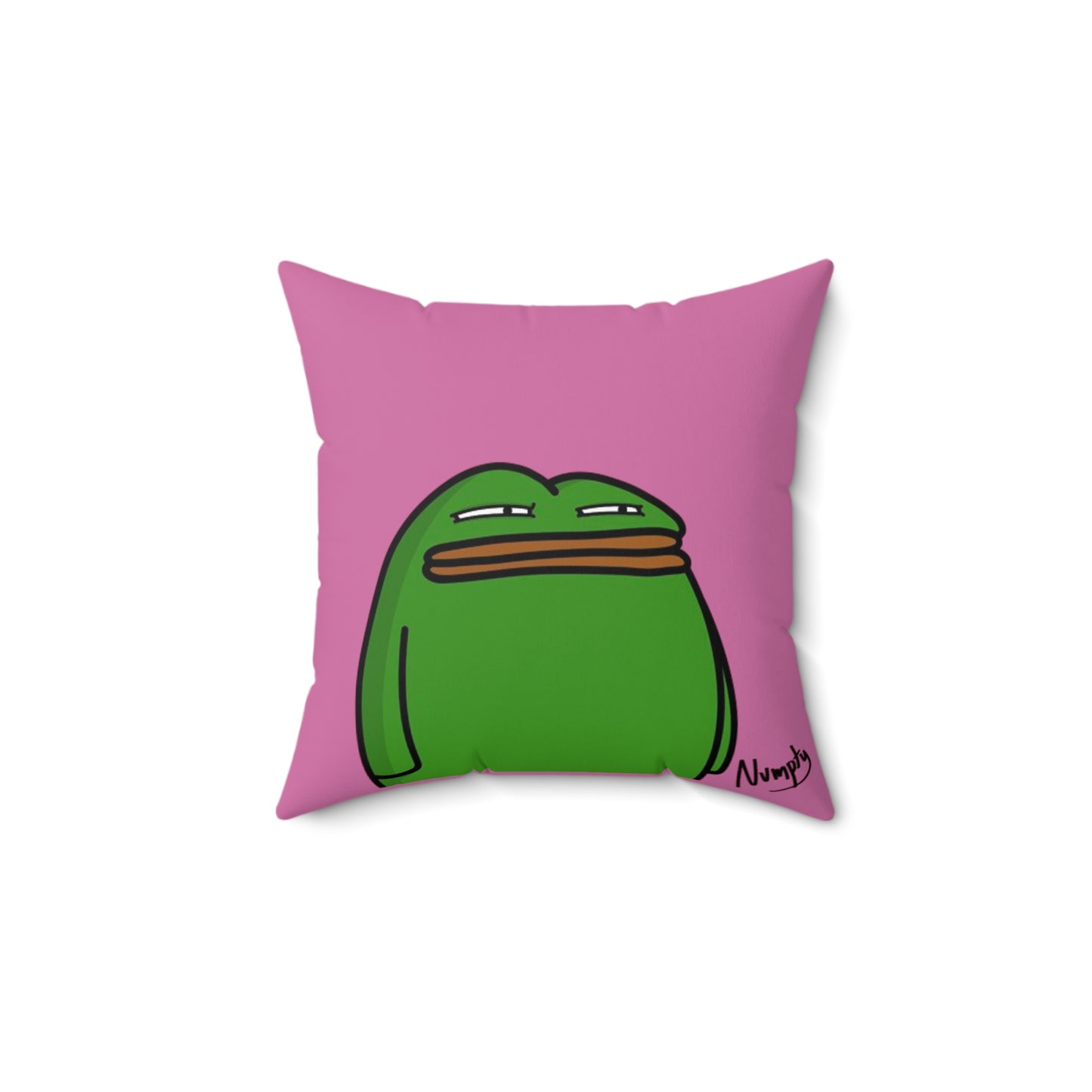 Pink Spun Polyester Square Pillow Pepe Portraits signature by Numpty (COQ INU 0x420) #14 by Numpty