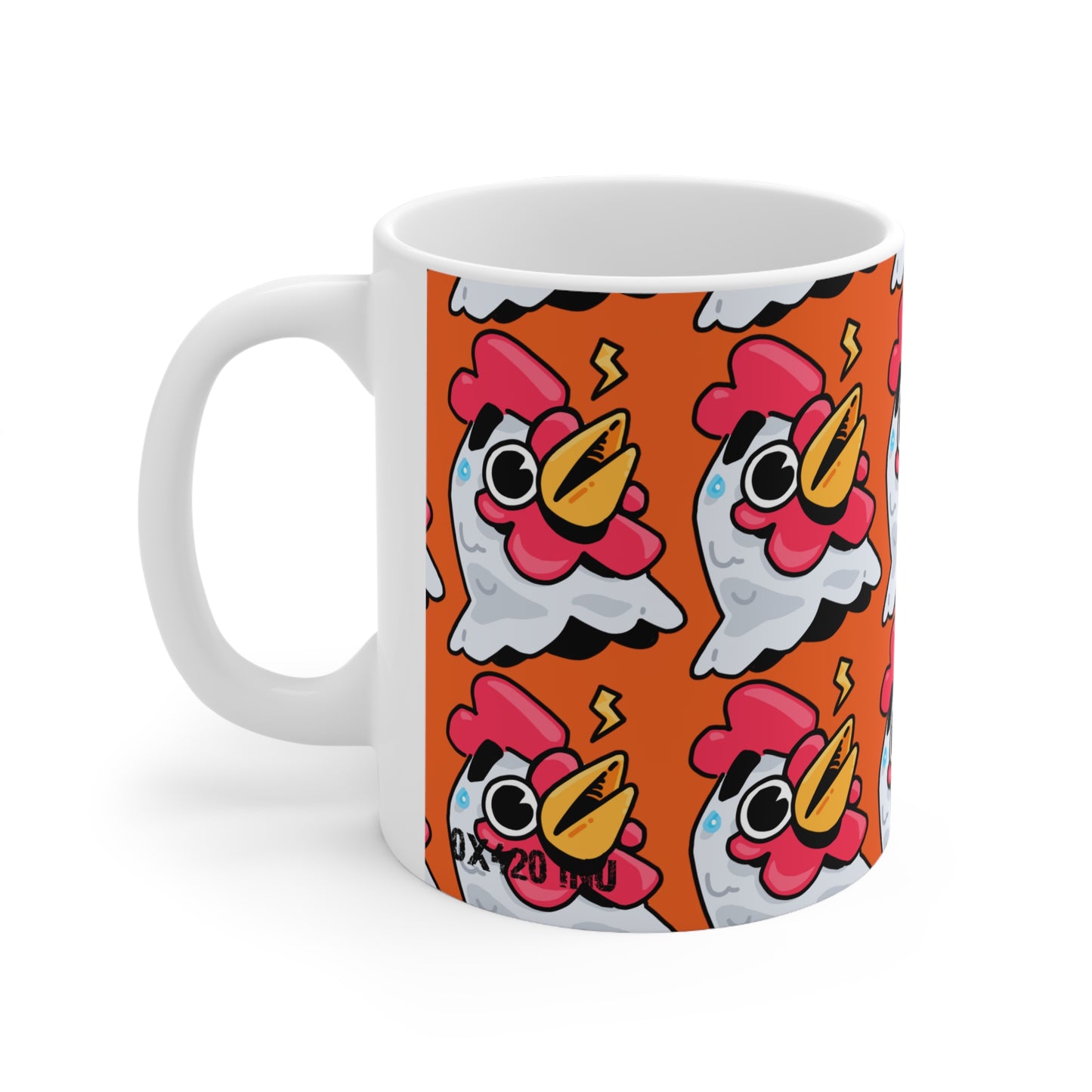 Whistle Head Gravy Fan Art with Black Text; COQ INU 0x420 White Ceramic Mug with Orange Print 11oz