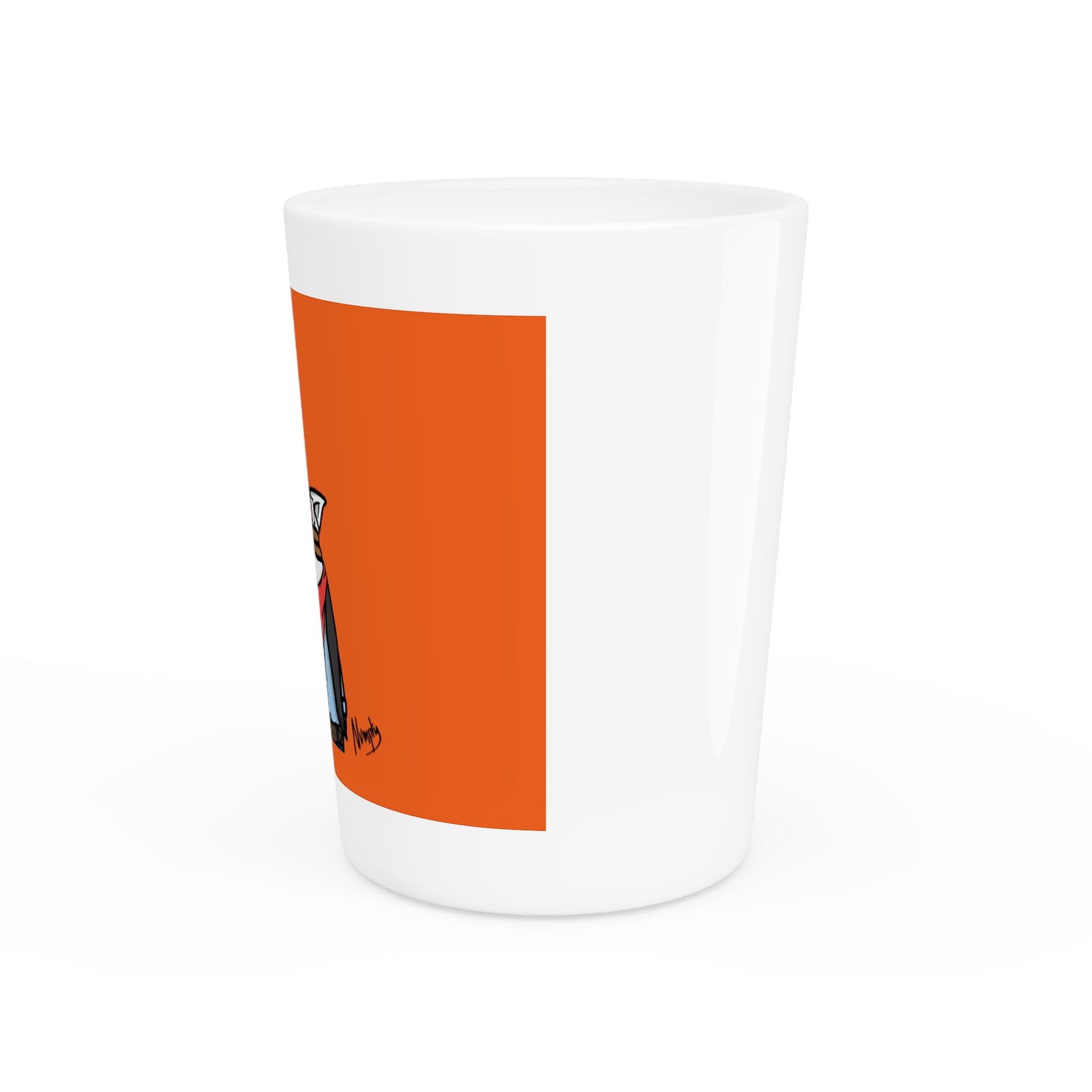 Pepe Portraits Shot Glass on Orange background with Black Numpty Text as signature (0x420 INU Store) # 69 Accessory