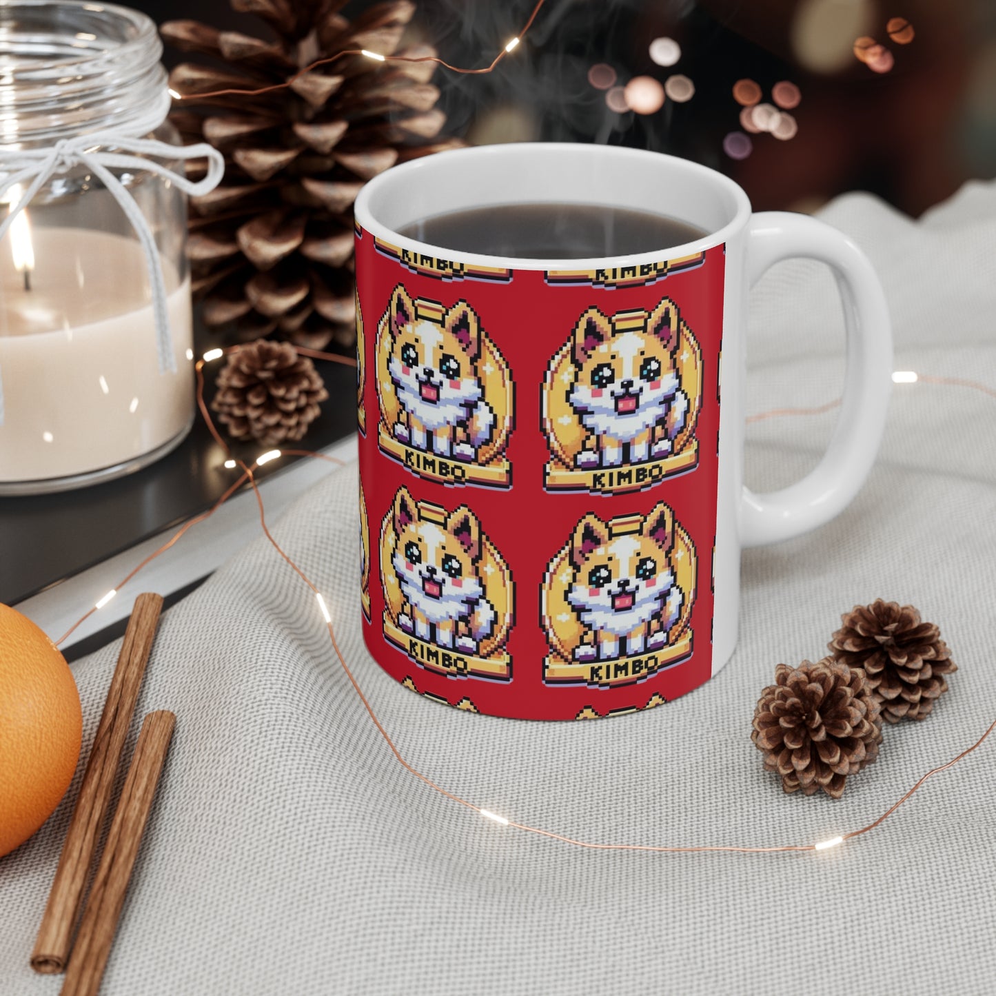 KIMBO Red Print Ceramic Mug 11oz #KIMBO Gold By Nifty (COQ INU 0x420 shop)