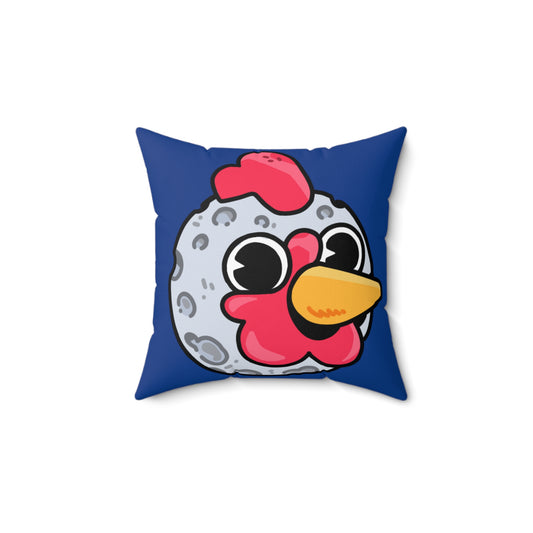 Navy Spun Polyester Square Pillow COQ INU 0x420 Moon Head with White Text Fan Art by Gravy